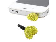Rhinestone Decor Heart Shape 3.5mm Earphone Cap Yellow for Mobile Phone