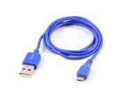 Unique Bargains Cell Phone 3.3Ft Micro USB Roud Data Sync Charging Cable Lead Line Blue