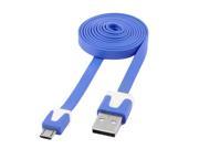 Unique Bargains Cell Phone 3.3Ft Micro USB Flat Data Sync Charger Cable Lead Line Blue