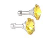 2 Pcs Yellow Crystal 3.5mm Earphone Dust Plug Cap Cover for Mobile Phone