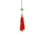 Green Plastic Beaded Faux Pearl Red Tassels Pendant Cell Phone Strap String