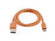 1M USB A Male to Micro B 5 Pin Male Data Sync Charger Cable Orange for HTC