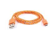 1M Orange Fabric Braided Cord USB Data Sync Cable Lead for Motorola V8