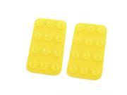 2 Pcs Mobile Phone Silicone Sucker Magic Stand Holder Yellow for Tablet PC