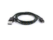 1M Black Fabric Braided Cord USB Data Sync Cable Lead for Motorola V8
