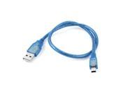 USB 2.0 Type A Male to Mini USB Male M M Hi Speed Round Cable Cord Blue 50cm