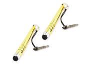 Yellow Anti Dust 3.5mm Plug Capacitive Stylus Pen 2 Pcs for Cell Phone Pad