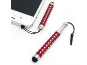 3.5mm Anti Dust Plug Tablet PC Capacitive Touch Screen Pen Telescopic Red