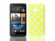 White Round Dots Pattern Soft Plastic Protector Case Cover Yellow for HTC One M7