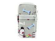 Unique Bargains Gray White Cartoon Printed Dual Compartments Zip Up Phone Wrist Bag Holder