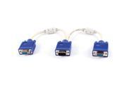 15 Pin VGA Male to 2 Female Splitter Y Type 11 Cable Cord Blue Off White