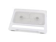 Plastic Metal USB 2 Silent Fan Cooling Pad White for Laptop PC