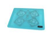 Metal USB LED 4 Silent Fan Cooling Pad Cyan for Laptop PC