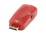 3.5mm Audio Jack VGA HD15 15 Pin Female to Mini HDMI Male Adapter Converter Red