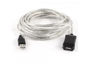 16ft 5M USB 2.0 Male to Female Extension Cable Silver Tone Clear