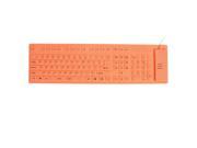 108 Keys Flexible Foldable Waterproof USB Silicone Keyboard Orange for PC Laptop