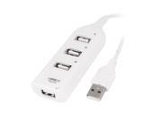 White Cable 4 Ports High Speed USB 2.0 Hub Splitter Adapter for Camera Printer