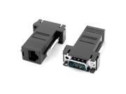 HD 15 Pin Male to RJ45 Female Network Adapter Black 2 Pcs