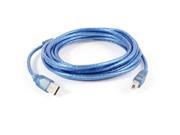 High Speed USB 2.0 A Male to B Male M M Printer Extension Cable Clear Blue 16ft