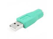 Turquoise Male USB 2.0 to PS 2 Female Port Adapter for Mouse