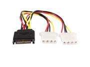 SATA Dual IDE 4Pin Female to Single 15Pin Male Splitter Power Cable
