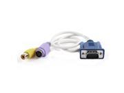 VGA 15 Pins Male to Dual PS 2 Keyboard Video Mouse KVM Extension Cable 24cm