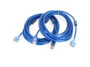 2 Pcs 5 Meter 16Ft USB 2.0 A Male to Female Extension Cable Cord Blue