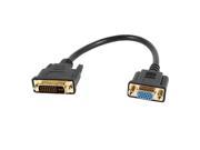 Black DVI I 24 5 Male to VGA Female M F Video Monitor Cable 30cm