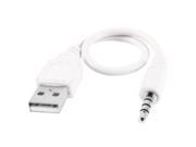 White 3.5mm Male Audio AUX to USB 2.0 A Male M M Adapter Charge Cable15cm