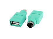 2 Pcs Keyboard Mouse USB Type A Female to PS 2 Male Plug Convertor Adapter Green