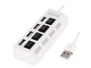 Blue LED 4 Port USB 2.0 Hub ON OFF Sharing Switch White for PC Laptop HDD