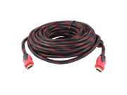 10M 33ft Red Black Sleeved 1080P HD HDMI Male to Male Connector Cable