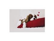 Red Pillow Brown White Fluffy Dog Decorative Sticker Decal for 14 Laptop PC