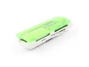 Portable Plastic Green White SD SDHC Multifunctional USB 2.0 Port Card Reader