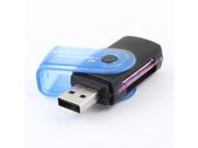 Swiveling Cover High Speed USB MMC SD T Flash TF Memory Card Reader Purple Blue