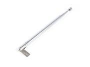 Silver Tone Stainless Steel Radio Receiver Telescopic Antenna 4 Section 24.5cm