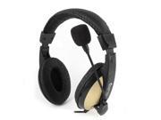 3.5mm Plug Black Oval Sponge Ear Pad Earphone Headphone w Micphone for PC