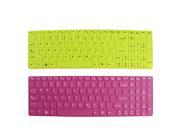 2 Pcs Green Fuchsia Silicone Keyboard Skin Film Cover for Lenovo 15 Notebook