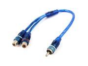 Unique Bargains RCA Male Plug to Two RCA Female Jack Splitter Photo AV Adapter Connector Blue