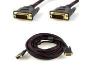 10M Red Black Male Male DVI D 24 1 Pin Dual Link Sleeved Extension Cable Cord