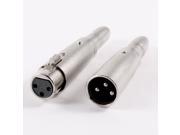 Pair XLR 3 Pin Female Male to 6.35mm Female Socket Audio Adapter Silver Tone