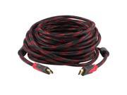 20M Red Black Braided Cord 1080P HDMI Male to HDMI Male Connector HDTV Cable