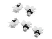 5 Pcs White Black Dual Female Jack Connector Adapter for Audio Video
