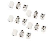 15 Pcs 75 Ohm RF Coaxial Cable PAL Male Plug Connector Adapter White Silver Tone