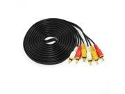 Black AV Adapter Cable 3RCA to 3RCA M M 5M for RCA DVD Player