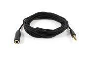 Black Woven Cord 3.5mm Stereo Male to Female Audio Extension Cable 3 Meters