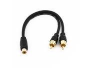 Black Y Shaped 2 Male Plug to Female RCA Splitter Audio Adapter Cable