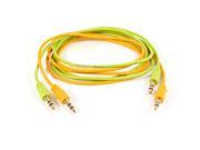 2Pcs 1M Length 3.5mm Male to 3.5mm Male Plug Audio Extension Cable Green Orange