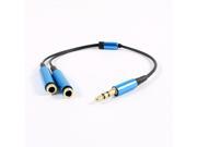 Unique Bargains 3.5mm Male To Dual Jack Female Y Splitter Audio Cable Cord Blue Black