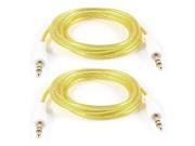 2pcs Yellow Male to Male 3.5mm Plug Audio Cable 1.1M Length